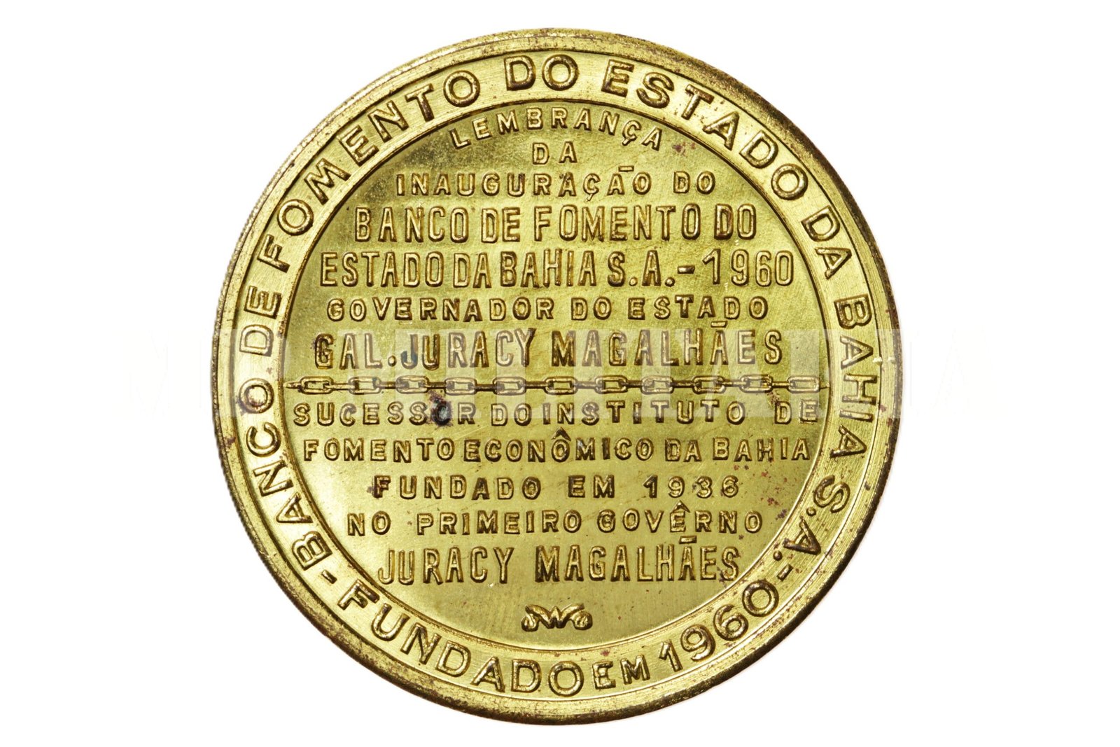 MEDALHA DA FUNDAÇÃO DO BANCO DE FOMENTO DO ESTADO DA BAHIA • DOURADA – 1960 - Imagem 2