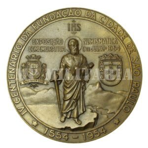 MEDALHA IV CENTENÁRIO FUNDAÇÃO DE SÃO PAULO – SNB SOCIEDADE NUMISMÁTICA BRASILEIRA – 1954