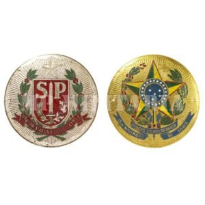 PAR DE PLAQUETAS DOS BRASÕES DO BRASIL E SÃO PAULO – REVOLUÇÃO DE 1932