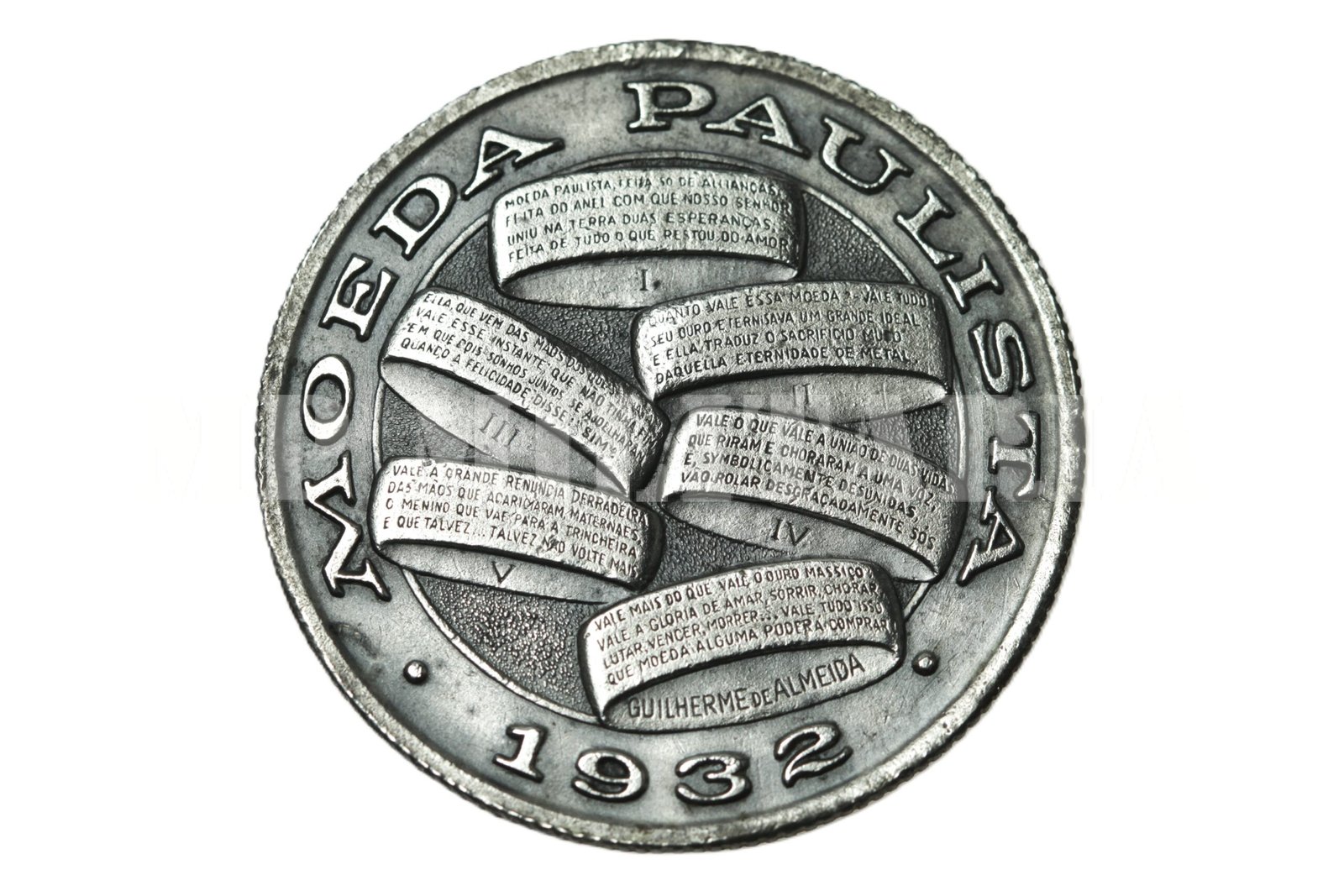 RARO BADGE DA MOEDA PAULISTA NA CAIXA E COM O POEMA – REVOLUÇÃO DE 32 - Imagem 4