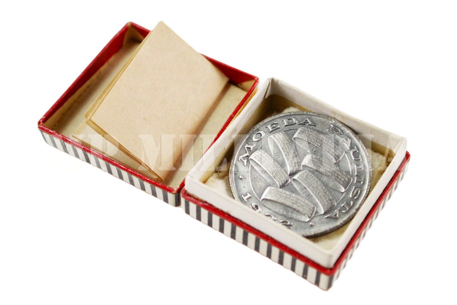 RARO BADGE DA MOEDA PAULISTA NA CAIXA E COM O POEMA – REVOLUÇÃO DE 32 - Imagem 9