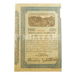 OBRIGAÇÃO DE GUERRA BRASILEIRO DE CR$100,00 – 1942 – II GUERRA