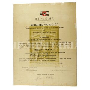 DIPLOMA DA MEDALHA MMDC • VETERANO – REVOLUÇÃO DE 1932