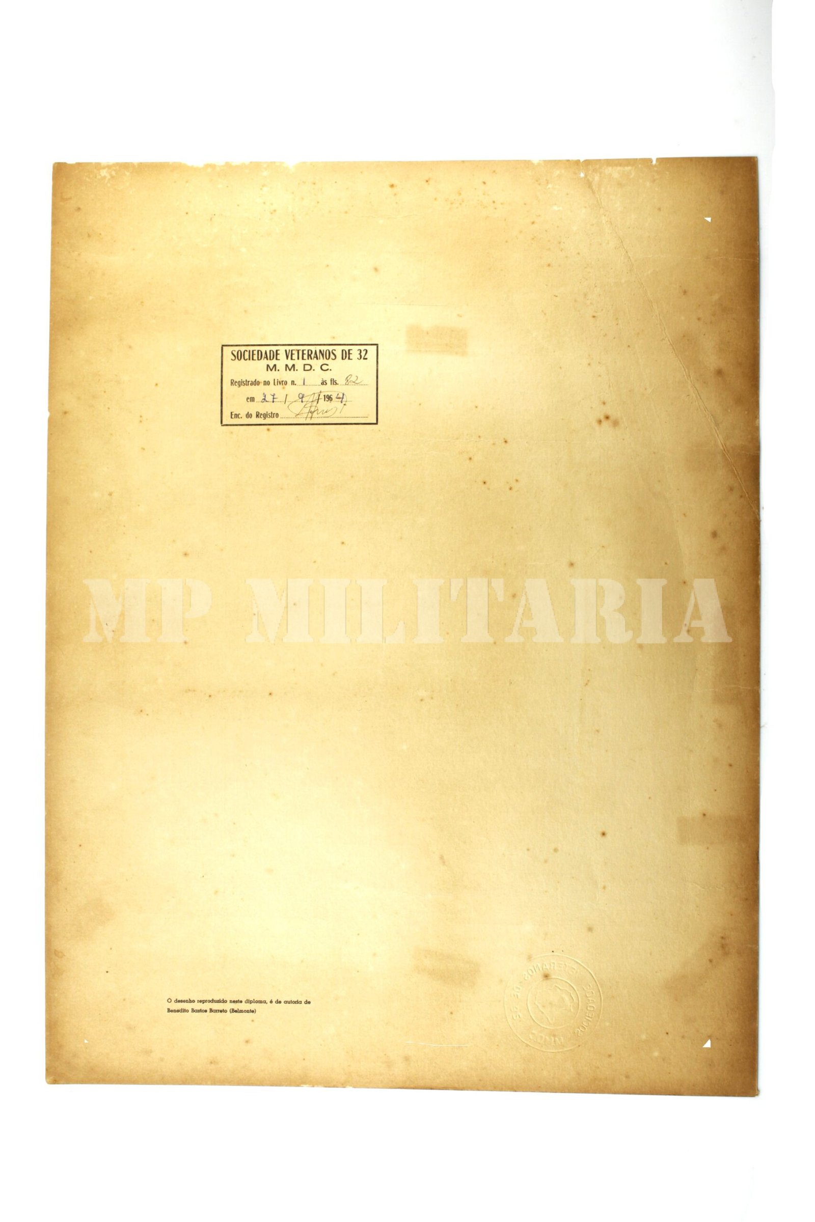 DIPLOMA DA MEDALHA MMDC • VETERANO – REVOLUÇÃO DE 1932 - Imagem 3