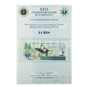 ENCARTE INDIVIDUAL COM A CÉDULA COMEMORATIVA HOMENAGEM A SANTOS DUMONT – SNB 2022