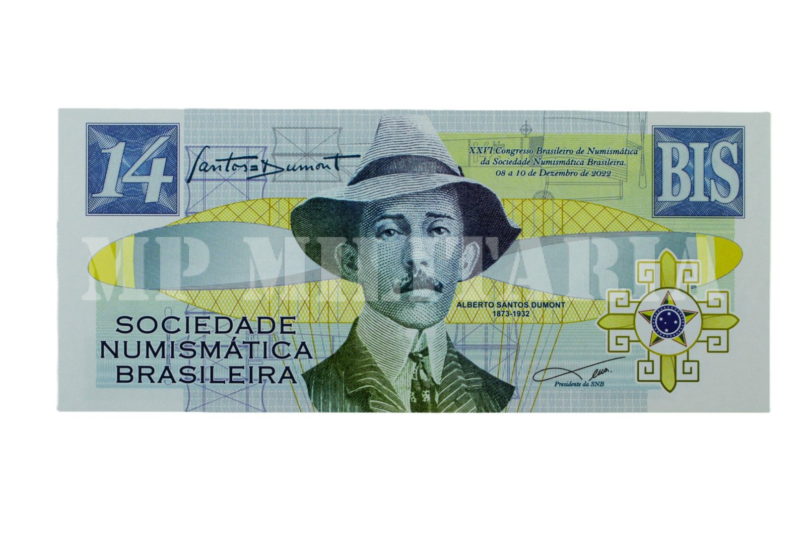 ENCARTE INDIVIDUAL COM A CÉDULA COMEMORATIVA HOMENAGEM A SANTOS DUMONT – SNB 2022 - Imagem 5