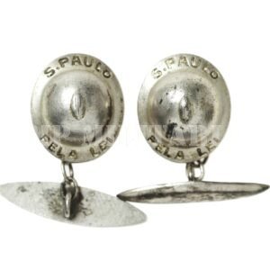 RARO PAR DE ABOTOADURAS CAPACETE PAULISTA • S. PAULO PELA LEI – REVOLUÇÃO DE 1932