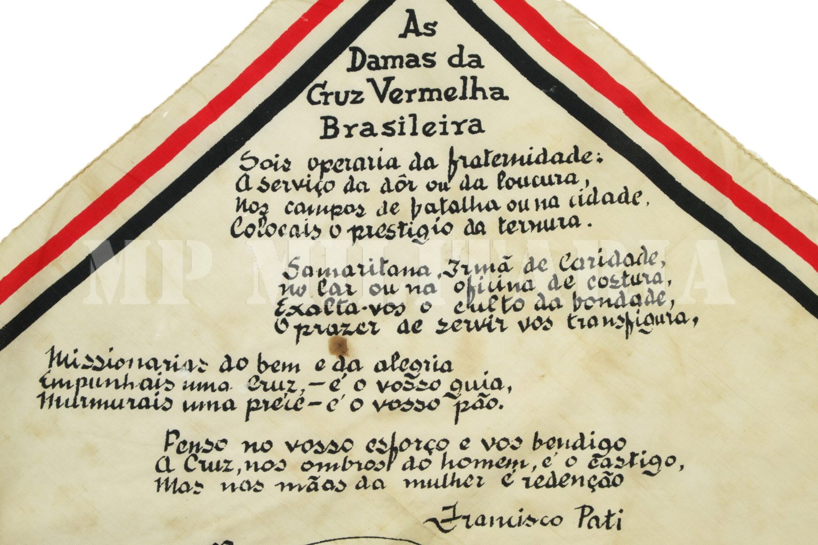 RARO LENÇO “AS DAMAS DA CRUZ VERMELHA BRASILEIRA” – REVOLUÇÃO DE 1932 - Imagem 3