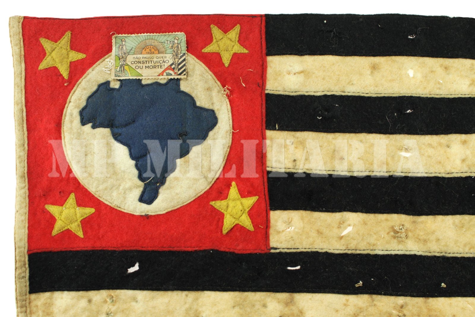 RARA BANDEIRA PAULISTA DE FELTRO DA REVOLUÇÃO DE 1932 - Imagem 3