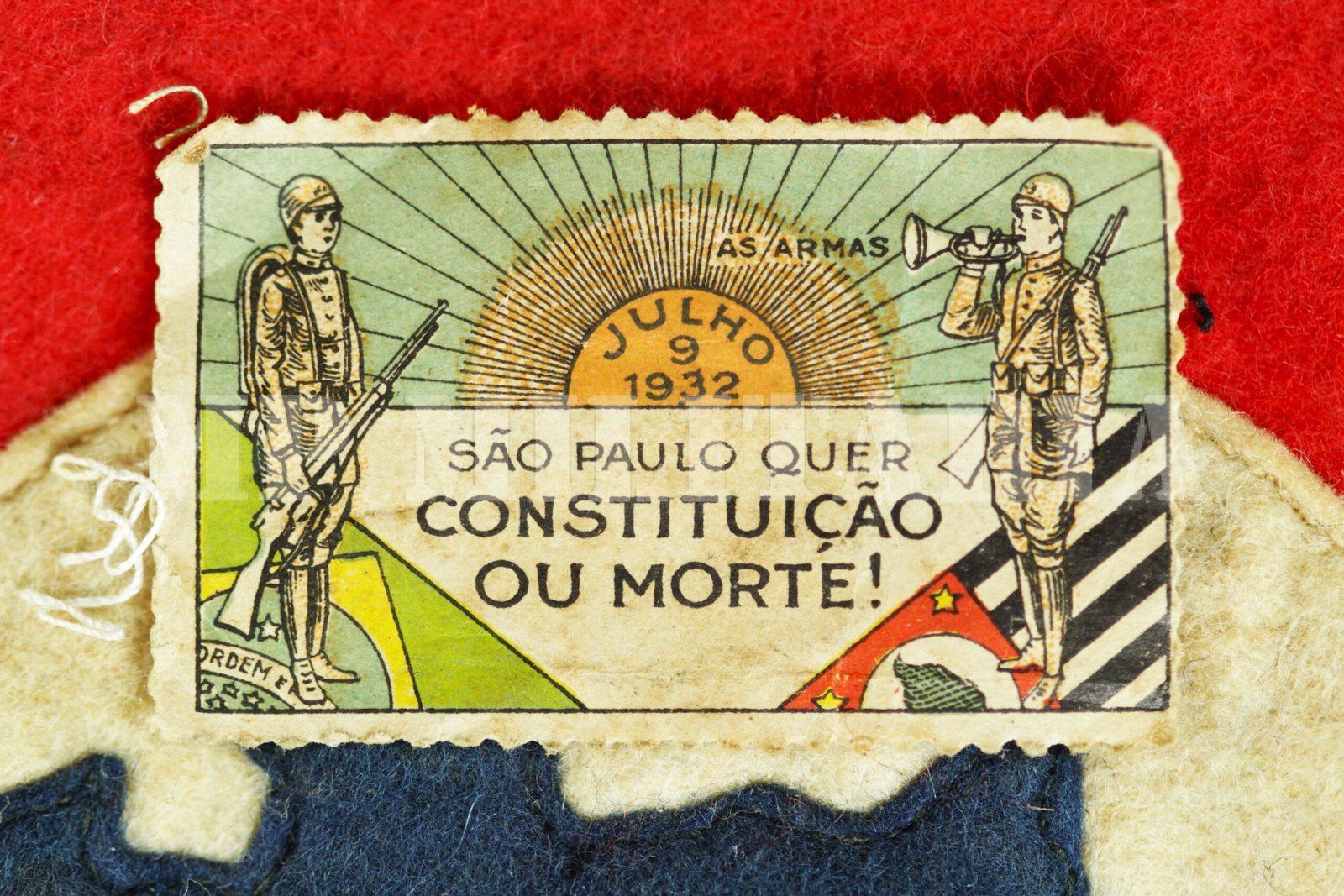 RARA BANDEIRA PAULISTA DE FELTRO DA REVOLUÇÃO DE 1932 - Imagem 4