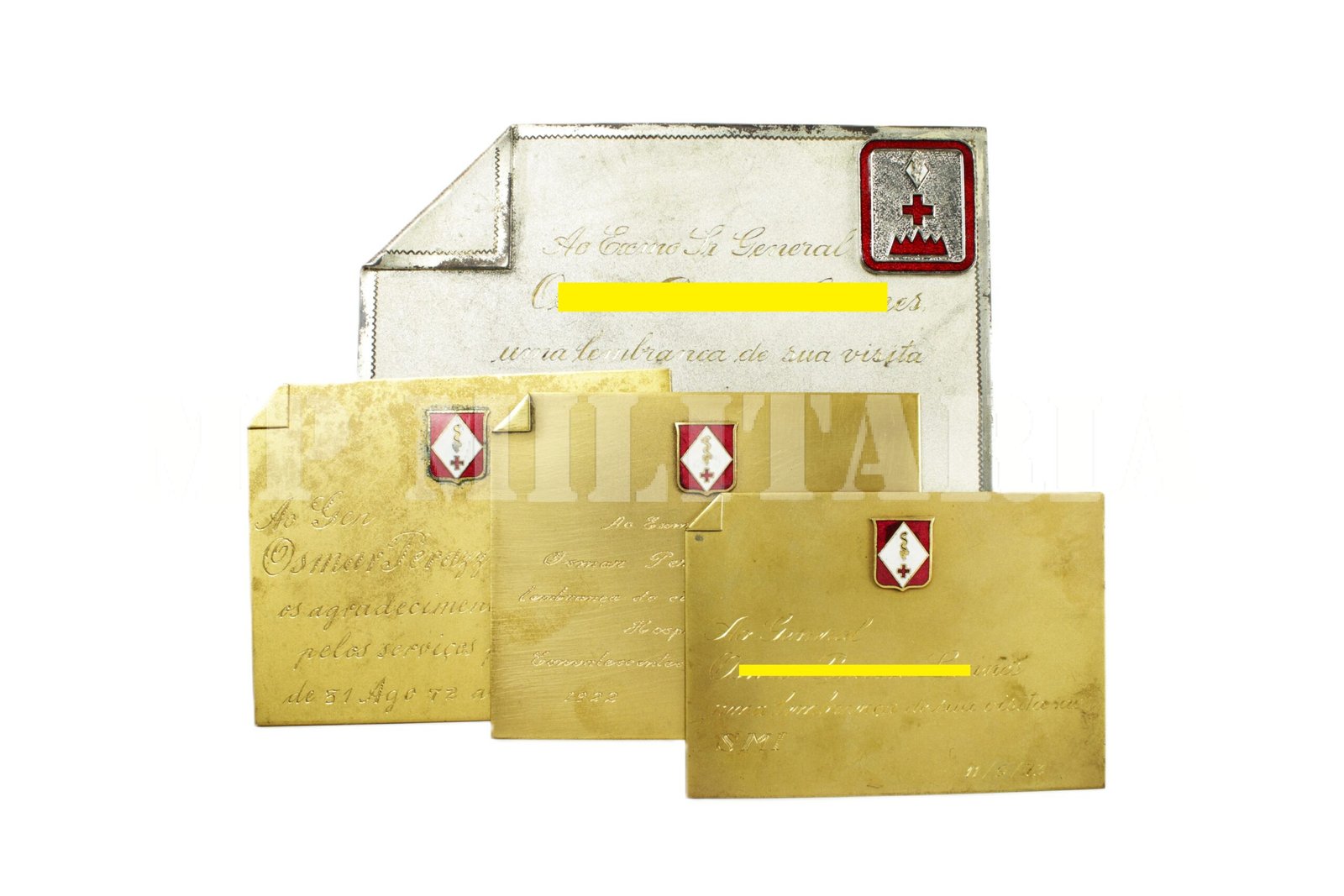 CONJUNTO DE PLACAS DE HOMENAGEM DE GENERAL MÉDICO DO EXÉRCITO BRASILEIRO – ANOS 70