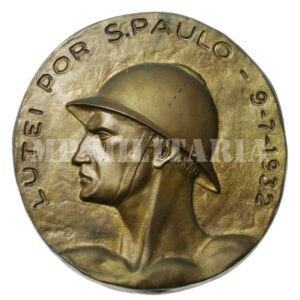 RARA ESCULTURA / PLACA DE BRONZE • LUTEI POR S. PAULO” – REVOLUÇÃO DE 1932