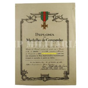 DOCUMENTO / DIPLOMA DA MEDALHA DE CAMPANHA DA FEB – II GUERRA