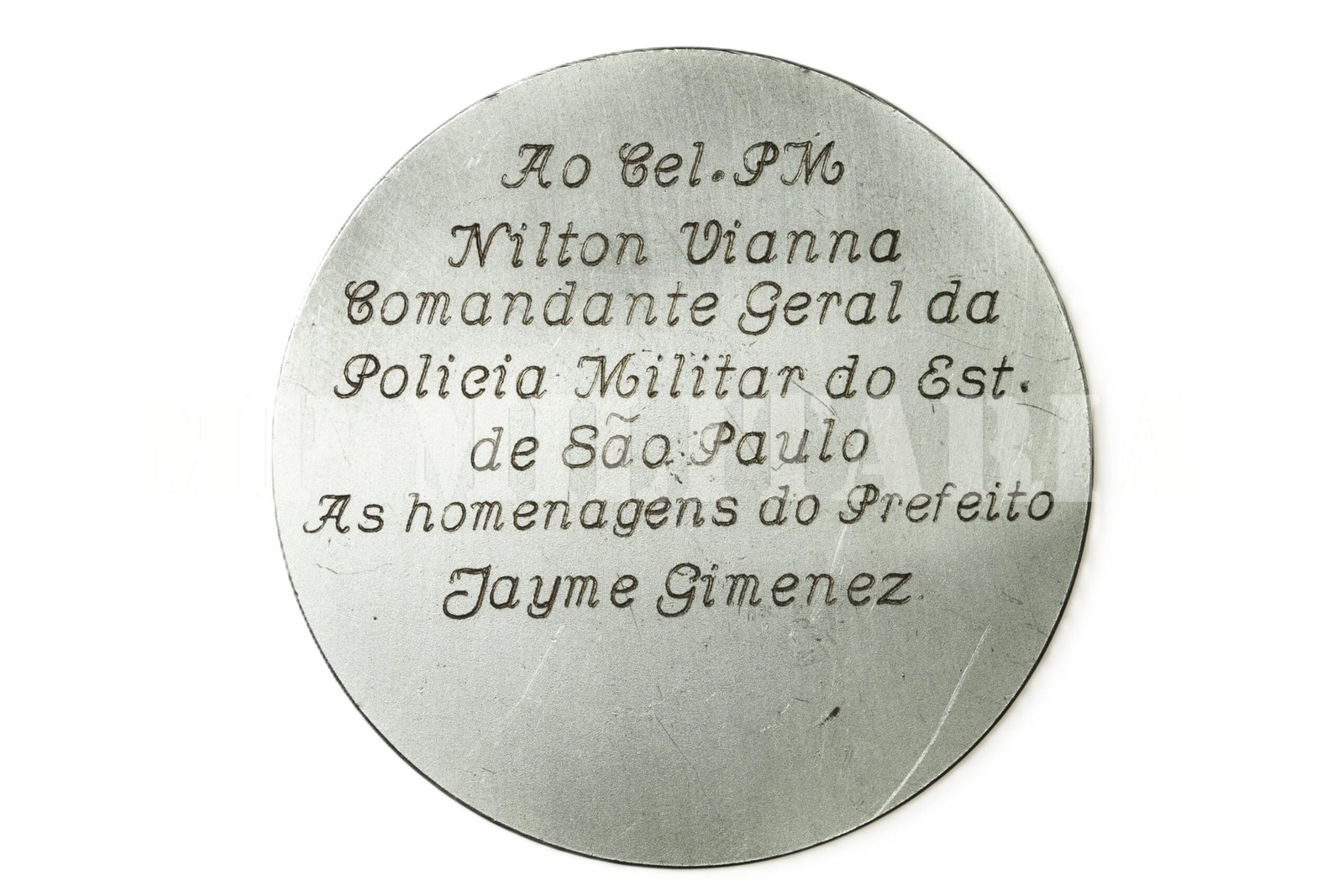 MEDALHA DE HOMENAGEM DA PREFEITURA DE MATÃO AO COMANDANTE GERAL DA POLÍCIA MILITAR DE SÃO PAULO – 1983 - Imagem 2