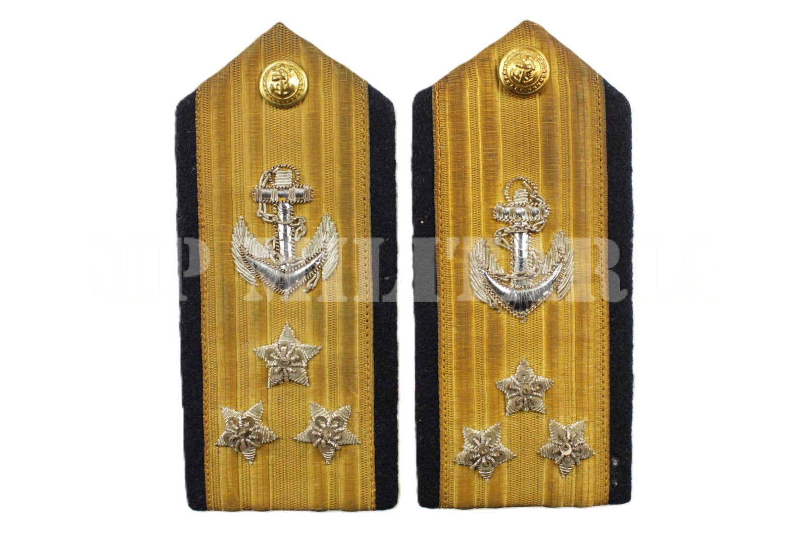 ANTIGO PAR DE PLATINAS DE VICE-ALMIRANTE DA MARINHA BRASILEIRA