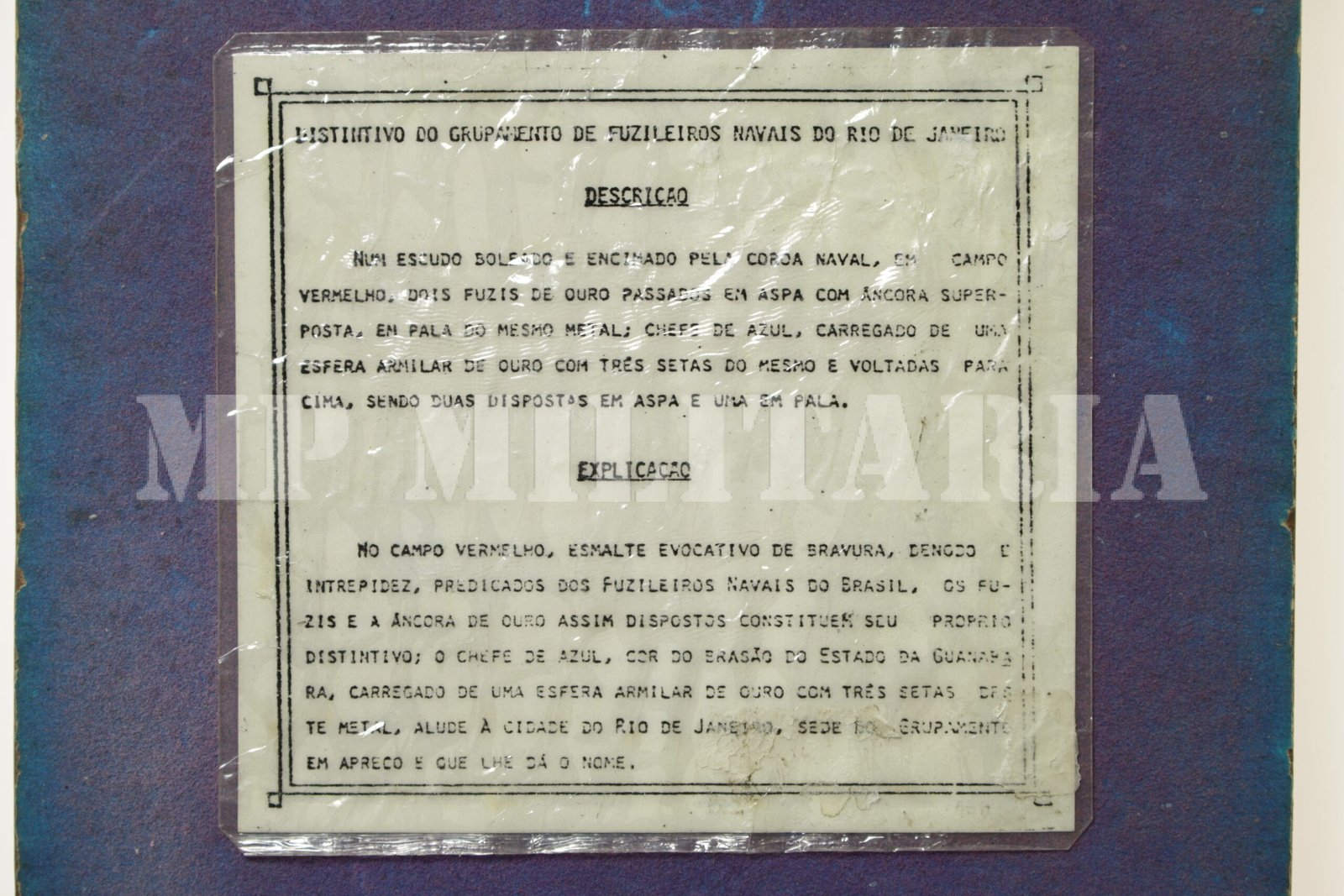 PANÓPLIA DO GRUPAMENTO DE FUZILEIROS NAVAIS DO RIO DE JANEIRO A CIDADE DE SÃO PAULO - Imagem 7
