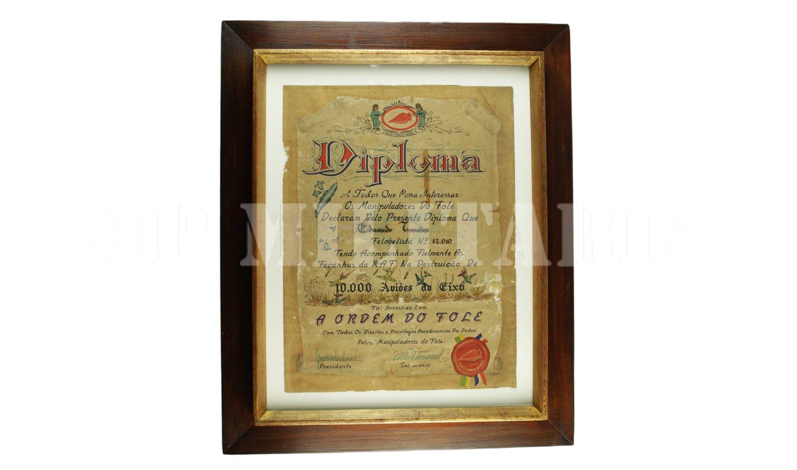 DIPLOMA DA FRATERNIDADE DO FOLE ∙ ORDEM DO FOLE – II GUERRA