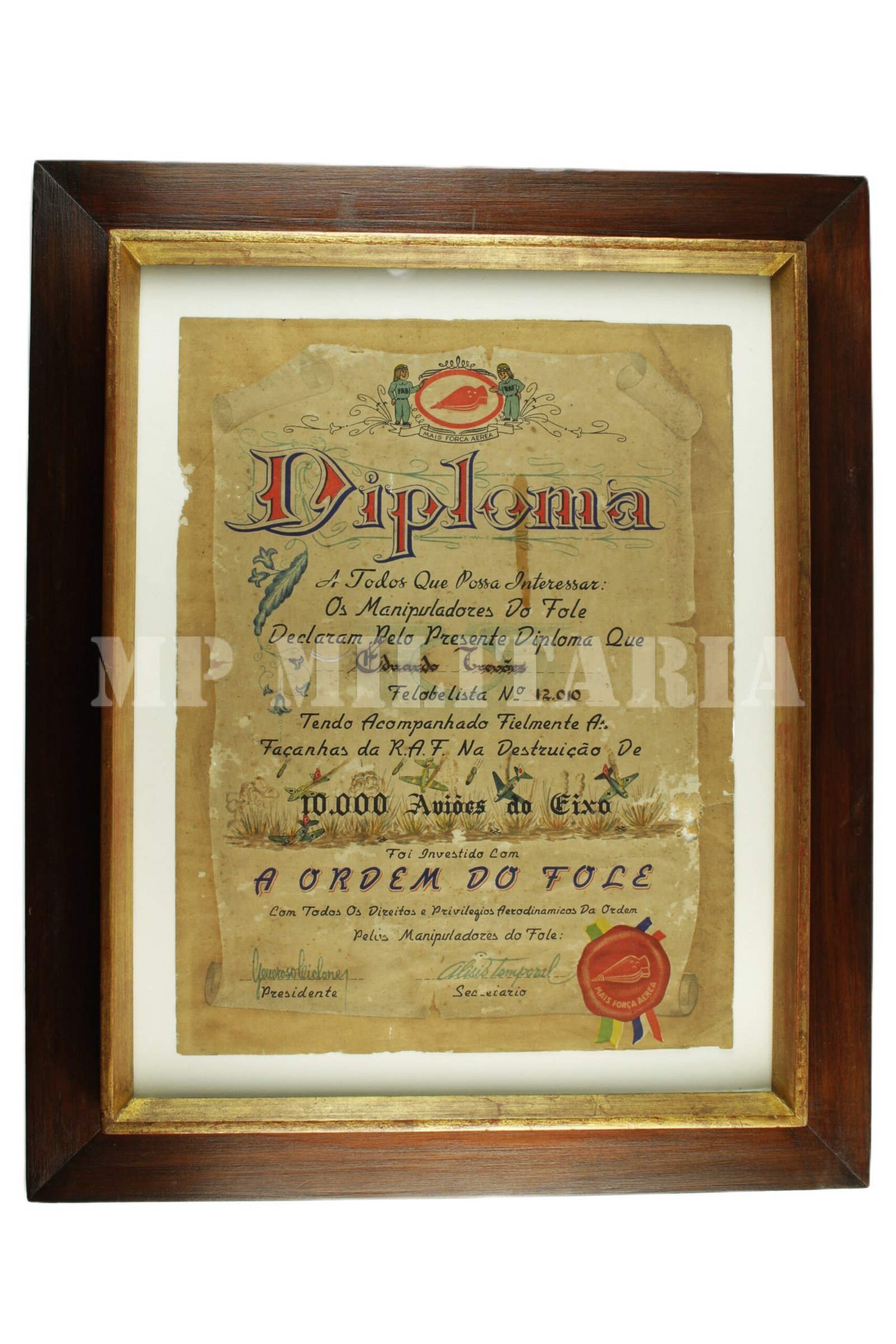 DIPLOMA DA FRATERNIDADE DO FOLE ∙ ORDEM DO FOLE – II GUERRA - Imagem 2