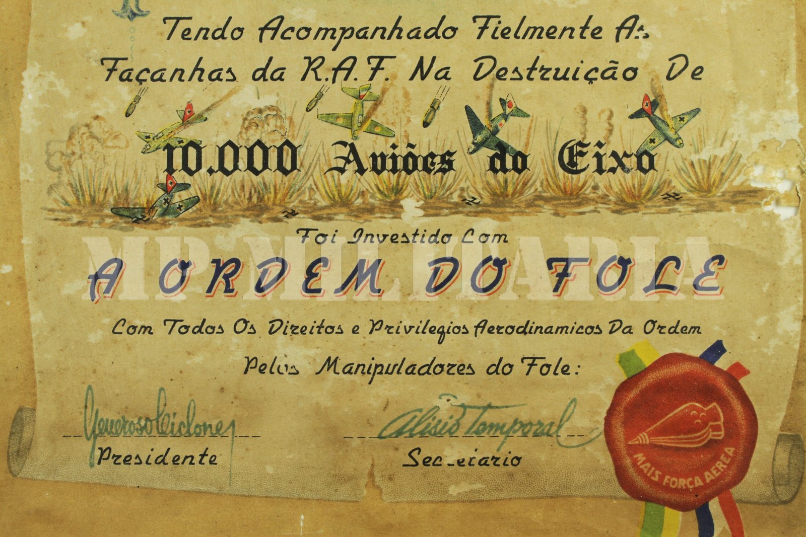 DIPLOMA DA FRATERNIDADE DO FOLE ∙ ORDEM DO FOLE – II GUERRA - Imagem 5