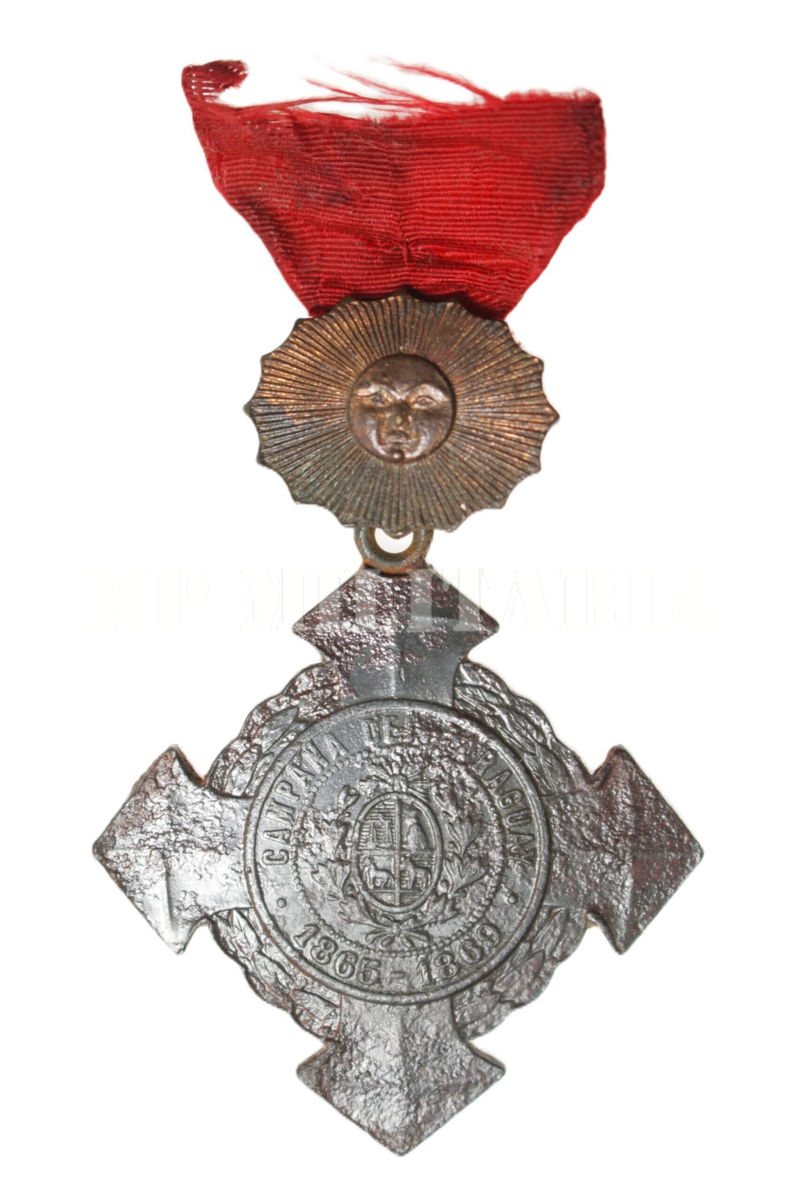 MEDALHA GUERRA DO PARAGUAI VIRTUDES MILITARES SOL DE BRONZE - Imagem 2