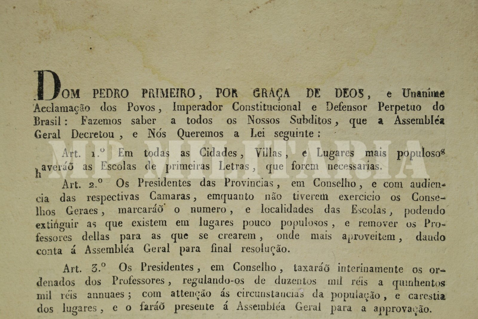 DECRETO DE DOM PEDRO I • CRIAÇÃO DE ESCOLAS DE PRIMEIRAS LETRAS – ANO 1827 - Imagem 4
