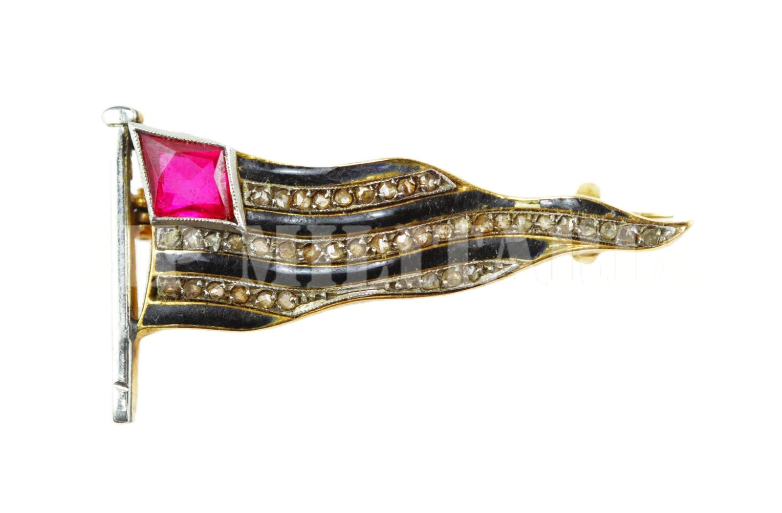 RARO BROCHE / DISTINTIVO FLÂMULA PAULISTA, DE OURO E PEDRAS – REVOLUÇÃO DE 1932 - Imagem 2
