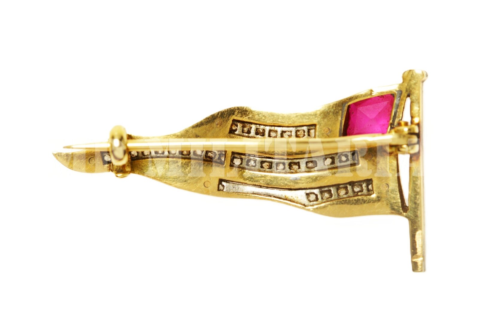 RARO BROCHE / DISTINTIVO FLÂMULA PAULISTA, DE OURO E PEDRAS – REVOLUÇÃO DE 1932 - Imagem 3
