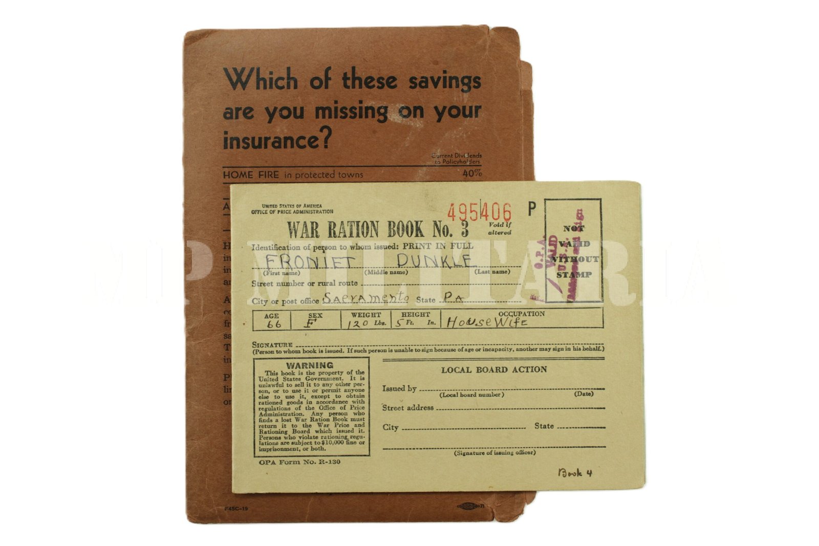 CADERNETA / LIVRO DE RACIONAMENTO DE GUERRA AMERICANO • WAR RATION BOOK Nº 3 – II GUERRA