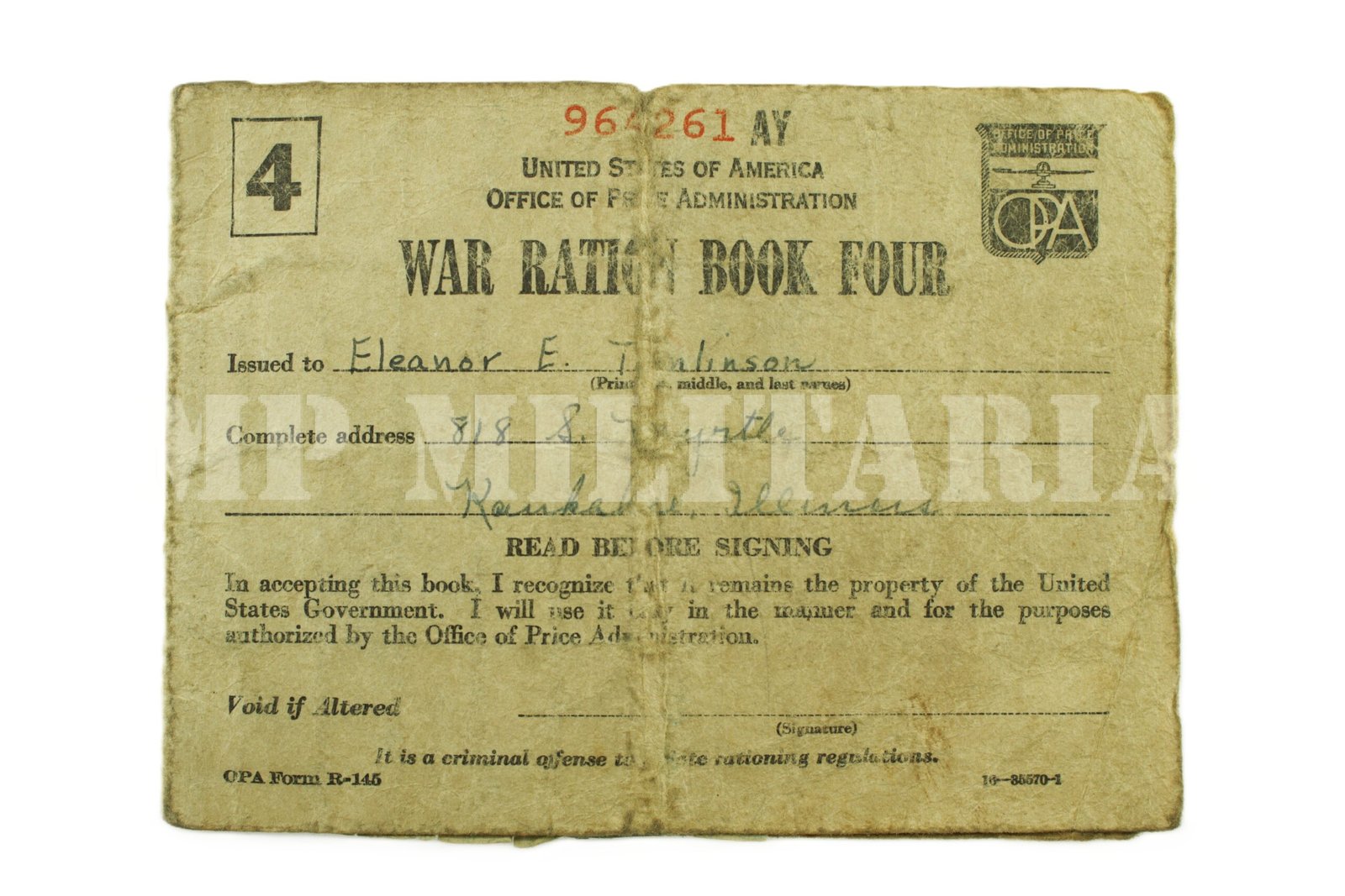 CADERNETA / LIVRO DE RACIONAMENTO DE GUERRA AMERICANO • WAR RATION BOOK Nº 4 – II GUERRA - Imagem 2