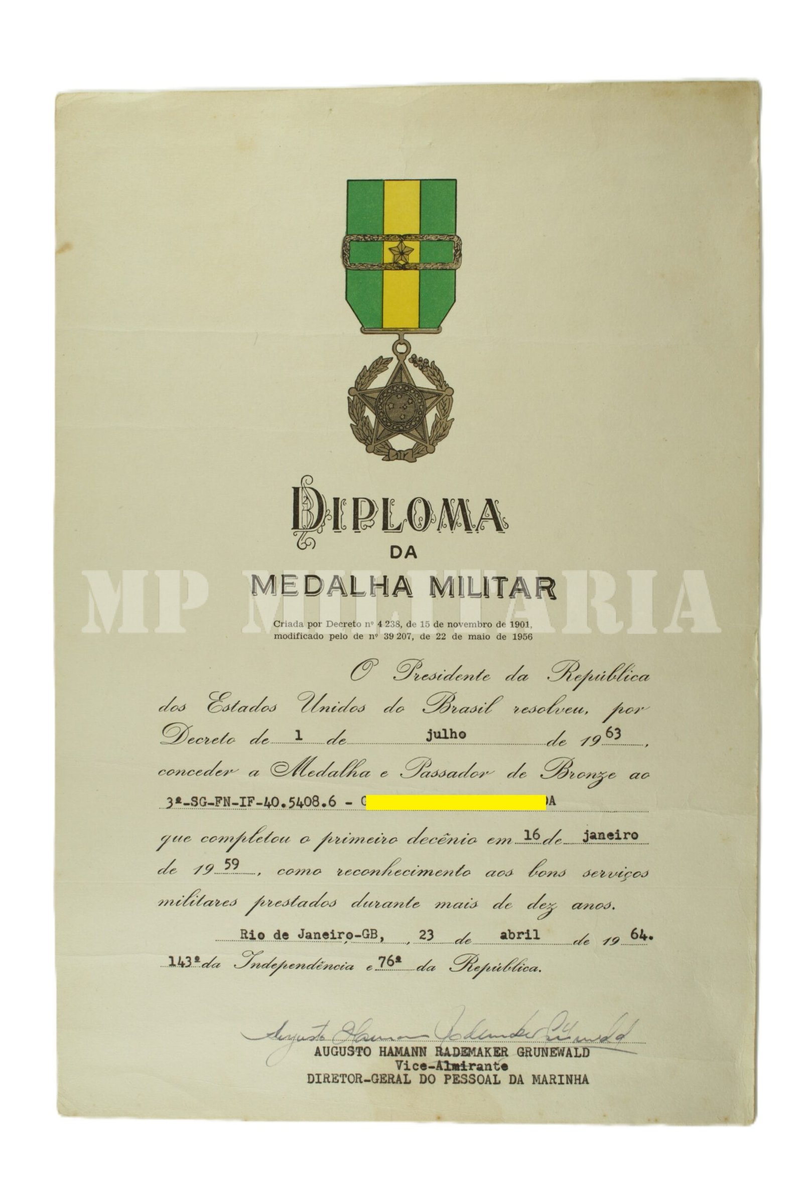 LOTE DE DOCUMETOS DAS MEDALHAS SERVIÇOS DE GUERRA DA MARINHA E MEDALHA MILITAR, COM MEDALHA - Imagem 5