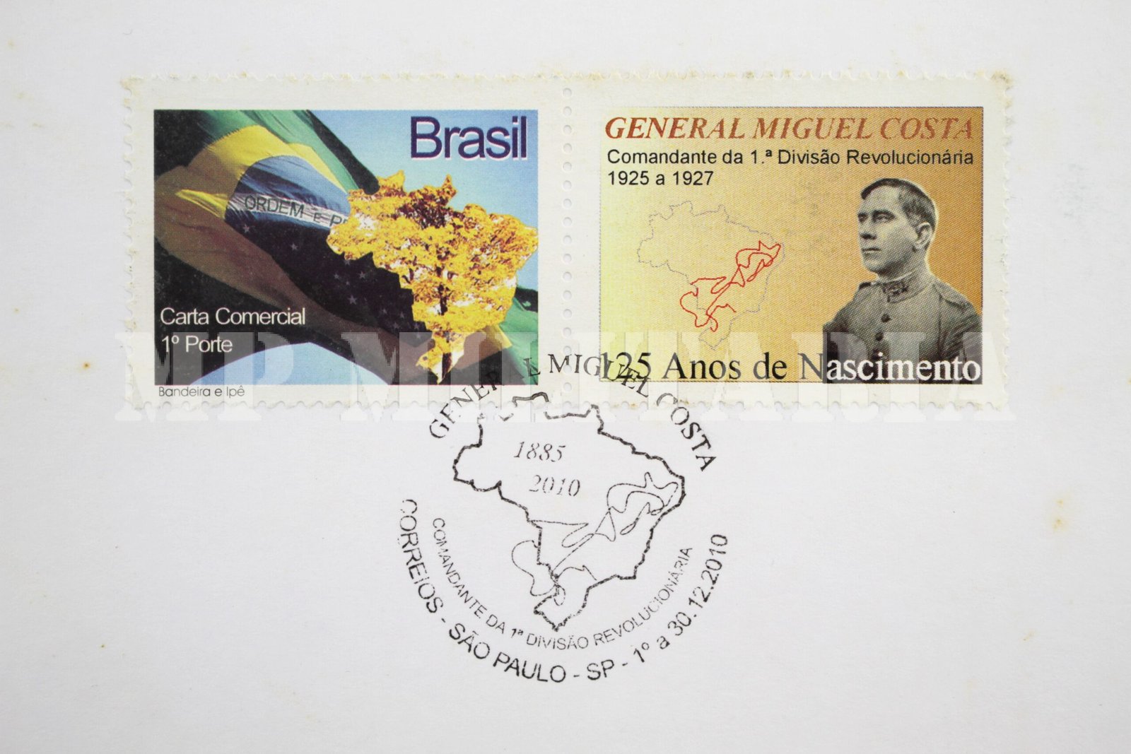 SELO PERSONALIZADO DOS 125 ANOS DO GENERAL MIGUEL COSTA, CARIMBO COMEMORATIVO - Imagem 2
