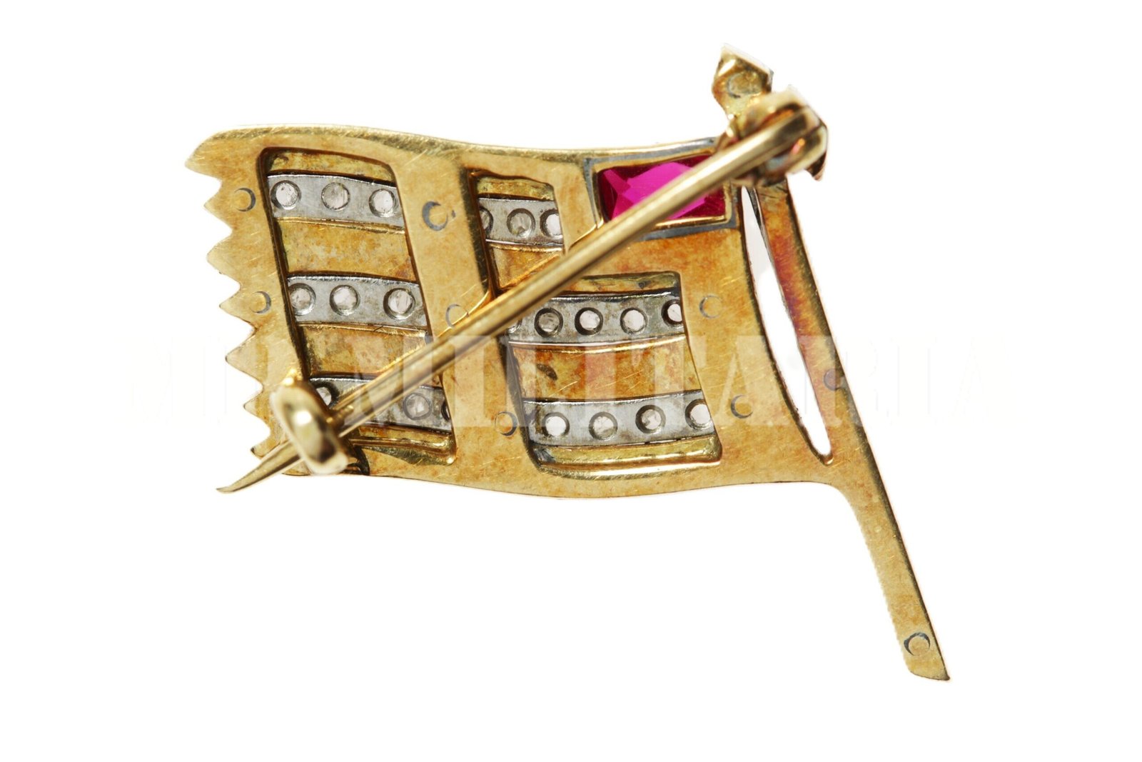 RARO BROCHE / DISTINTIVO FLÂMULA PAULISTA SETE LISTAS, DE OURO E PEDRAS – REVOLUÇÃO DE 1932 - Imagem 2