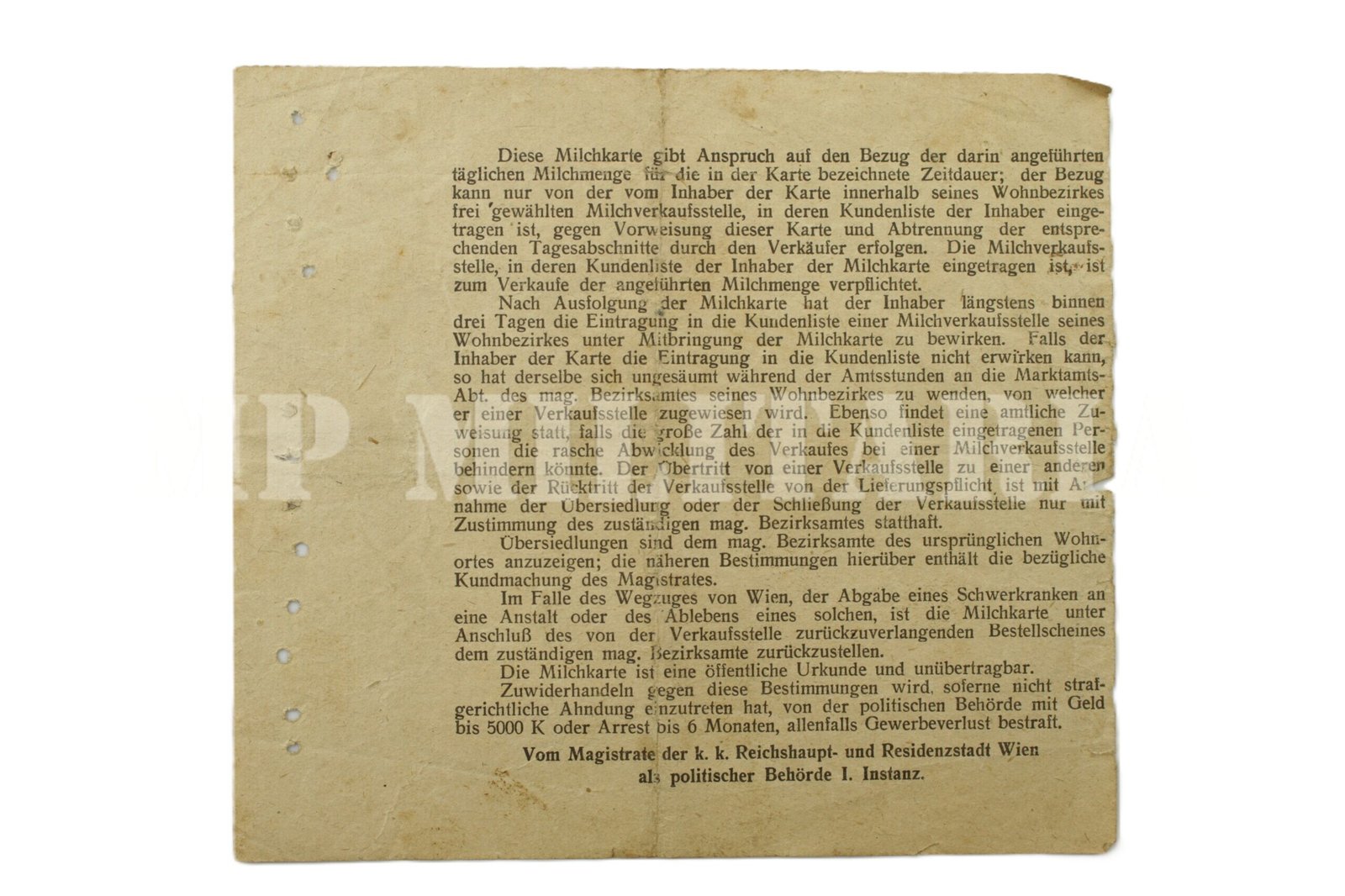 CARTÃO DE RACIONAMENTO DE LEITE – MILCHKARTE • ÁUSTRIA – I GUERRA - Imagem 3