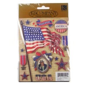 CARTELA DE ADESIVOS 3D PATRIÓTICOS DOS ESTADOS UNIDOS, SILVER STAR, BRONZE STAR