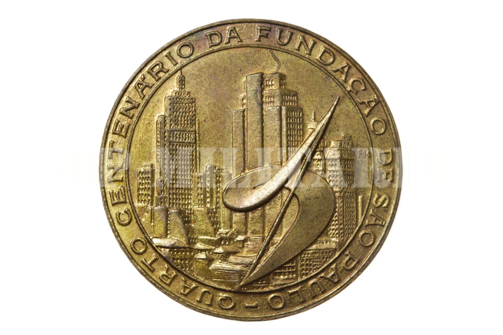 MEDALHA DO IV CENTENÁRIO DA CIDADE DE SÃO PAULO – NON DUCOR DUCO – MODULO MENOR DOURADA