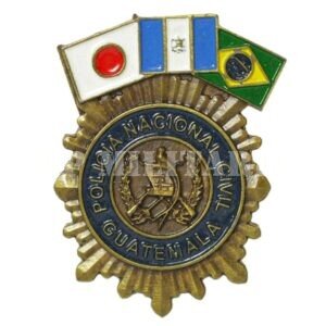 DISTINTIVO POLÍCIA NACIONAL CIVIL DA GUATEMALA, COM BANDEIRAS DO JAPÃO, BRASIL E GUATEMALA - COOPERAÇÃO INTERNACIONAL