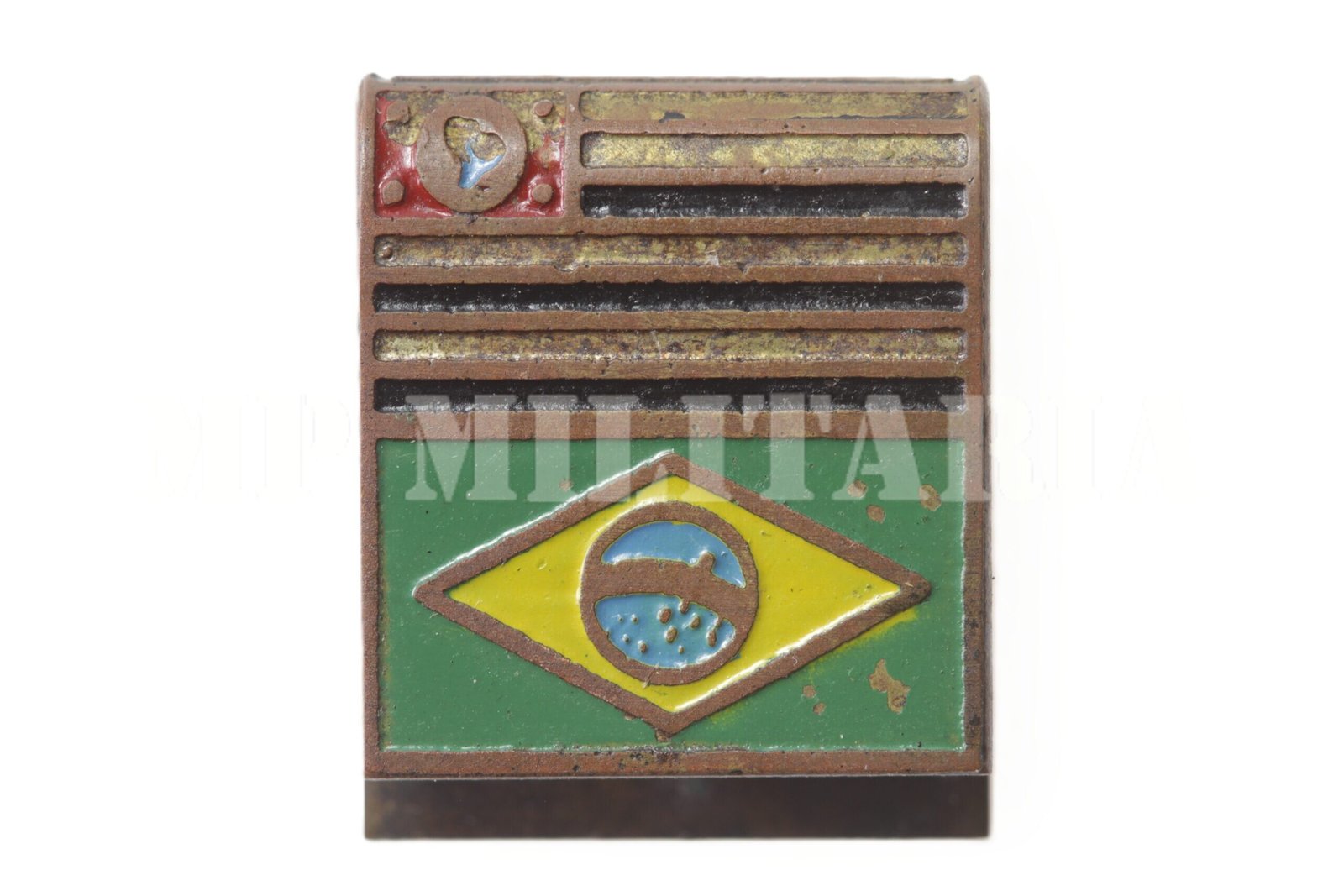 RARO PIN / DISTINTIVO BANDEIRAS DE SÃO PAULO E DO BRASIL – REVOLUÇÃO DE 1932
