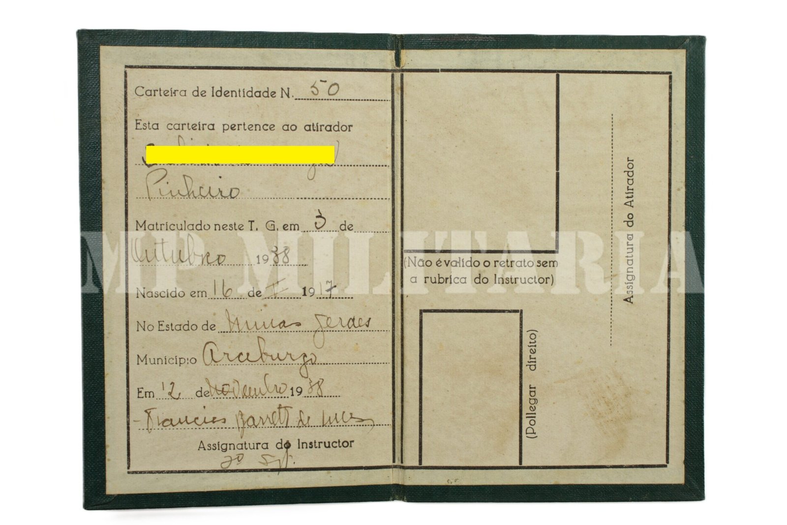 CONJUNTO DE DOCUMENTOS, IDENTIDADE DO TIRO DE GUERRA DE MOCOCA E RESERVISTA - Imagem 4