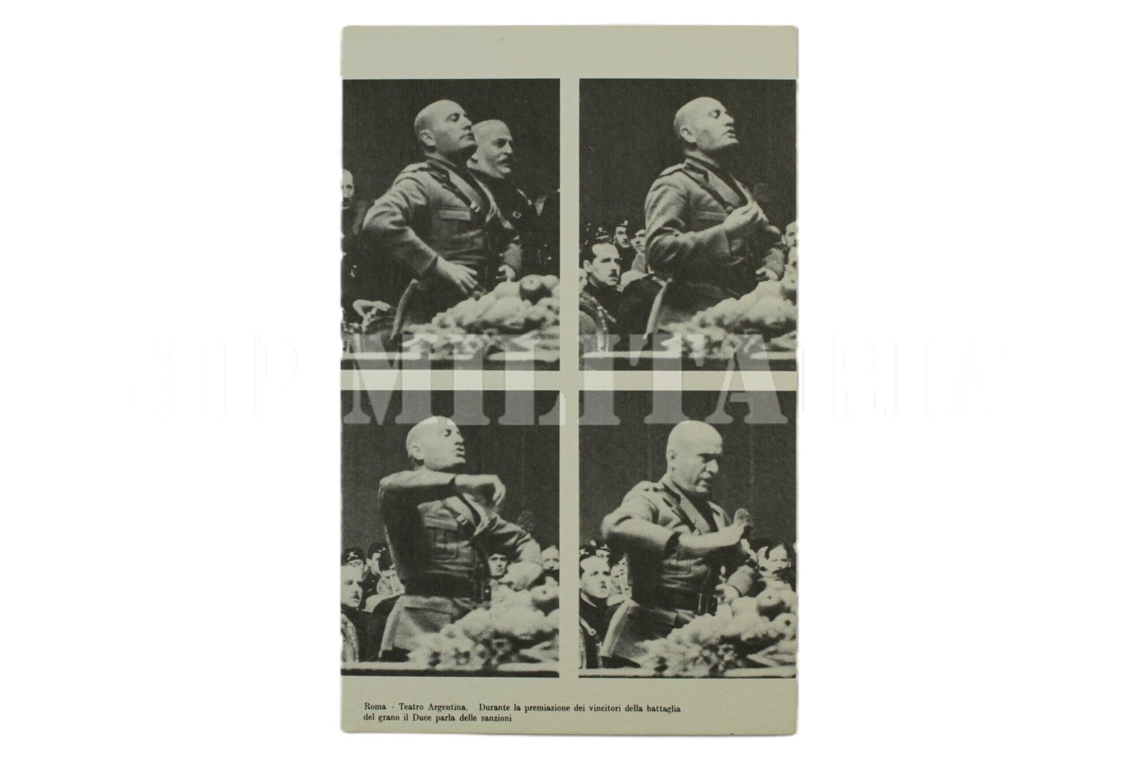CARTÃO POSTAL DE MUSSOLINI NA PREMIAÇÃO DA “BATTAGLIA DEL GRANO”