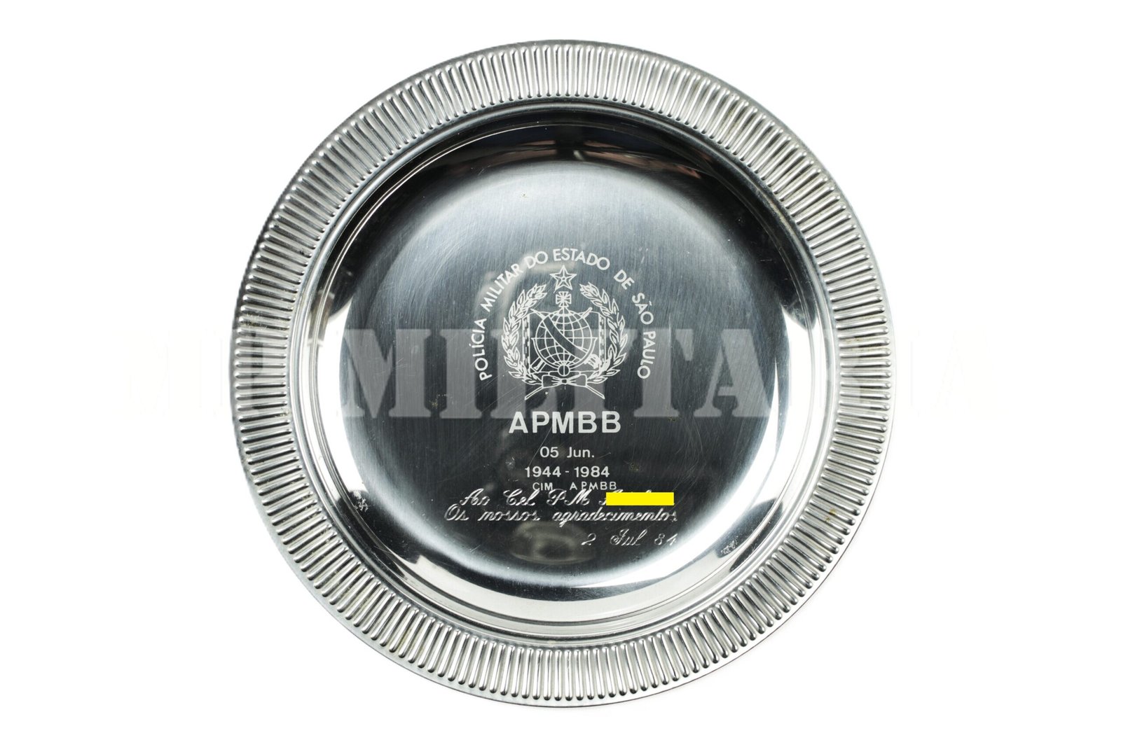 SALVA DE INOX DE HOMENAGEM DA ACADEMIA DE POLÍCIA MILITAR DO BARRO BRANCO
