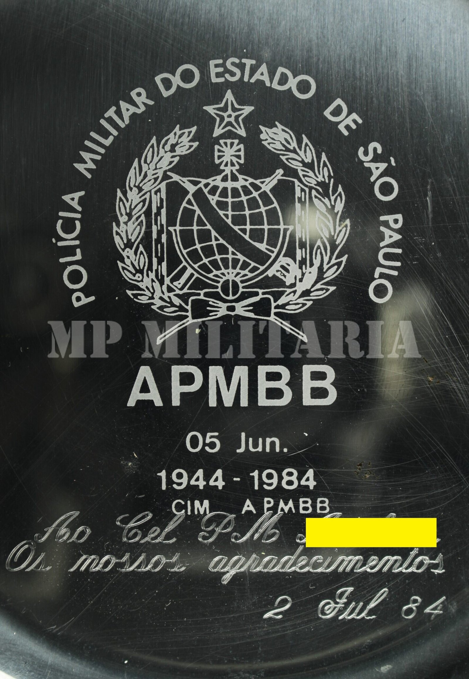 SALVA DE INOX DE HOMENAGEM DA ACADEMIA DE POLÍCIA MILITAR DO BARRO BRANCO - Imagem 2