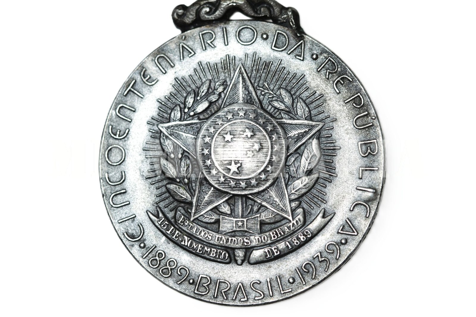 MEDALHA DO CINQUENTENÁRIO DA REPÚBLICA 1889 – 1939 – PRATA - Imagem 4