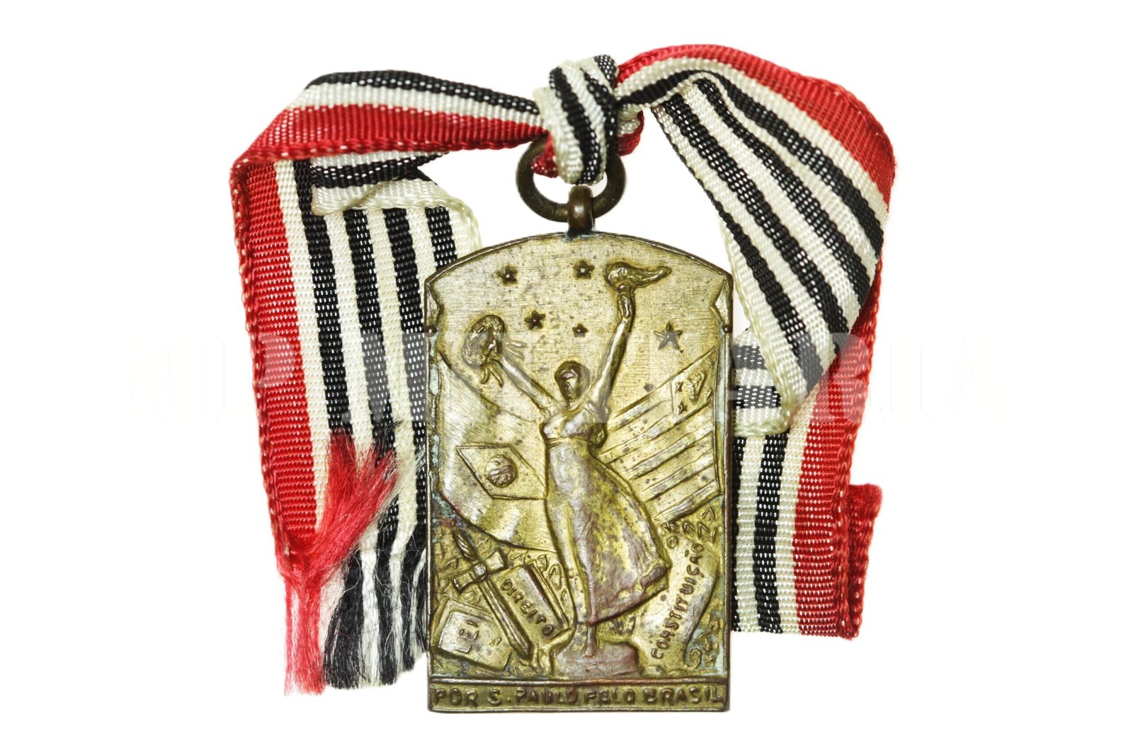 RARA MEDALHA LEI, DIREITO E CONSTITUIÇÃO • COM FITA – REVOLUÇÃO DE 1932