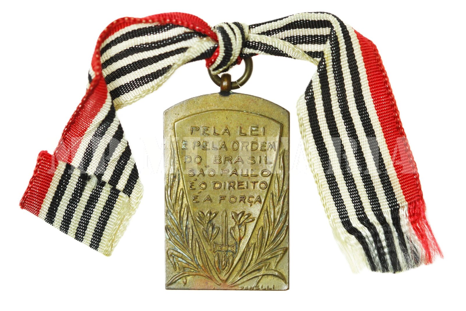 RARA MEDALHA LEI, DIREITO E CONSTITUIÇÃO • COM FITA – REVOLUÇÃO DE 1932 - Imagem 2